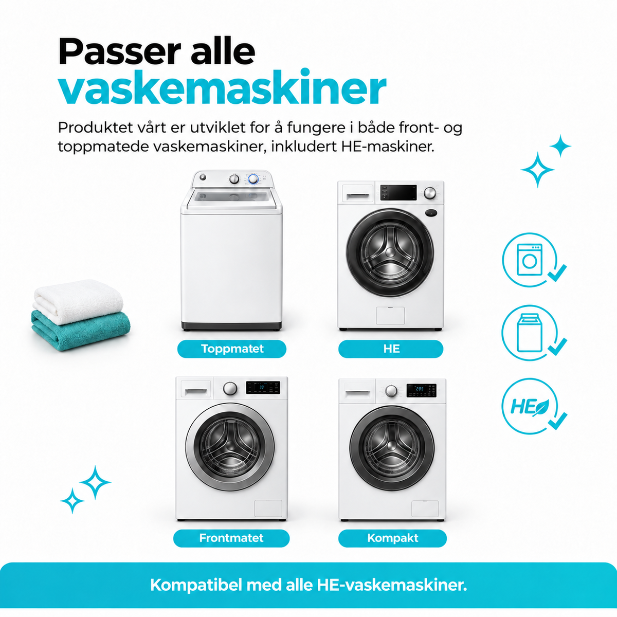Renly Pro passer til flere typer vaskemaskiner